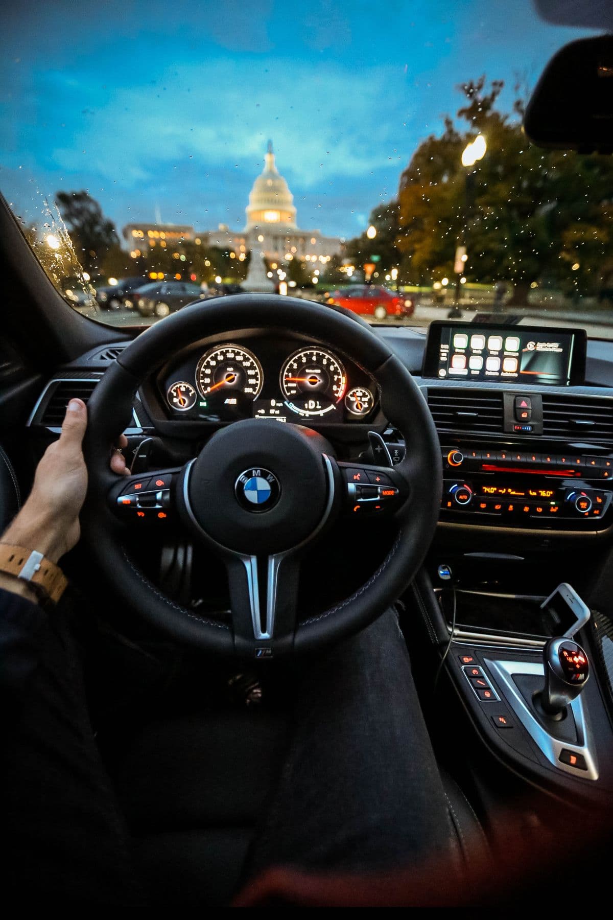Spotless luxury SUV interior with conditioned leather and detailed console